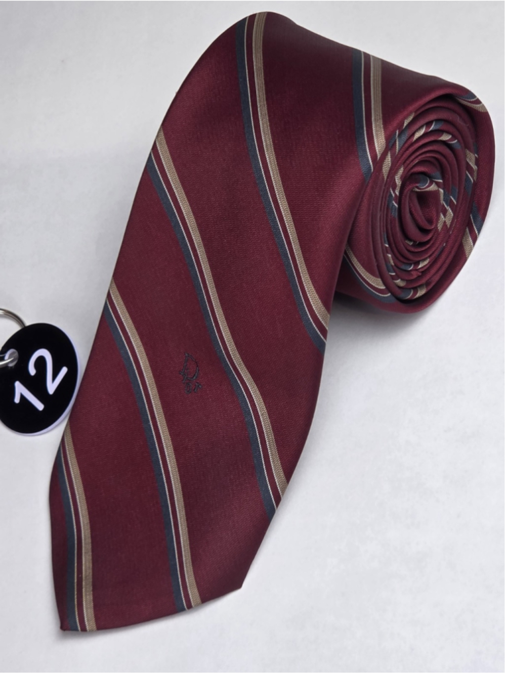 Christian Dior Paris New York Burgundy Striped Men’s Necktie Vintage Neck Tie 12